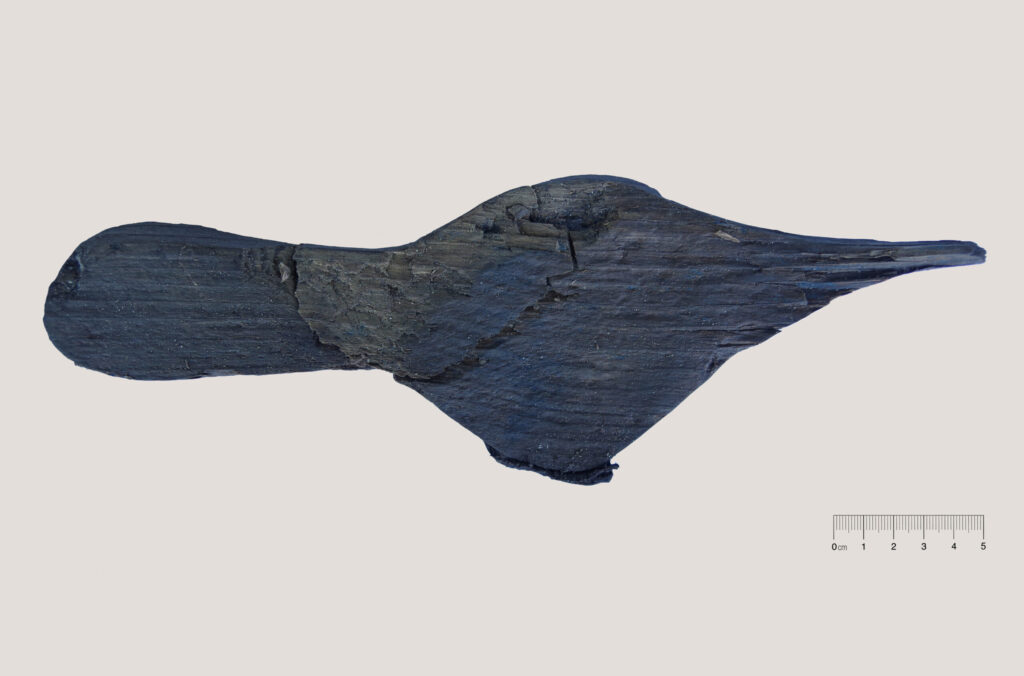 Die Trippe – der Unterschuh aus Holz, der unter die Lederschuhe geschnallt wurde (Foto K. Rothe, BLDAM)